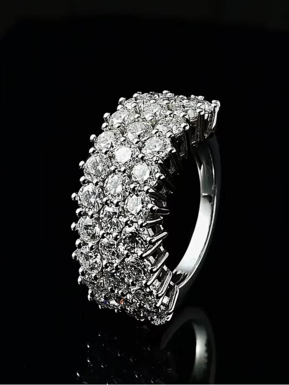 NEW D’Joy 925 Moissanite Band Ring in Platinum over Sterling Silver Size 8